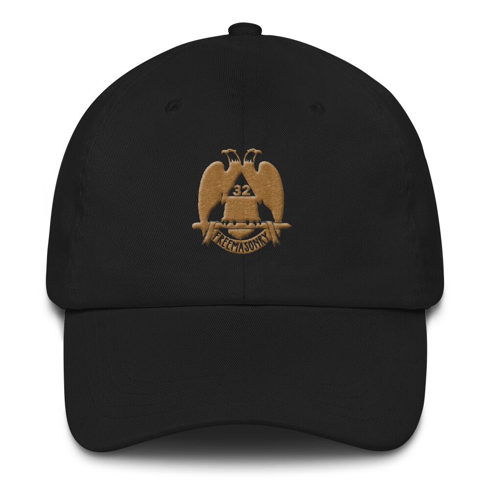 32 Degree Masonic Hat Embroidery Old Gold