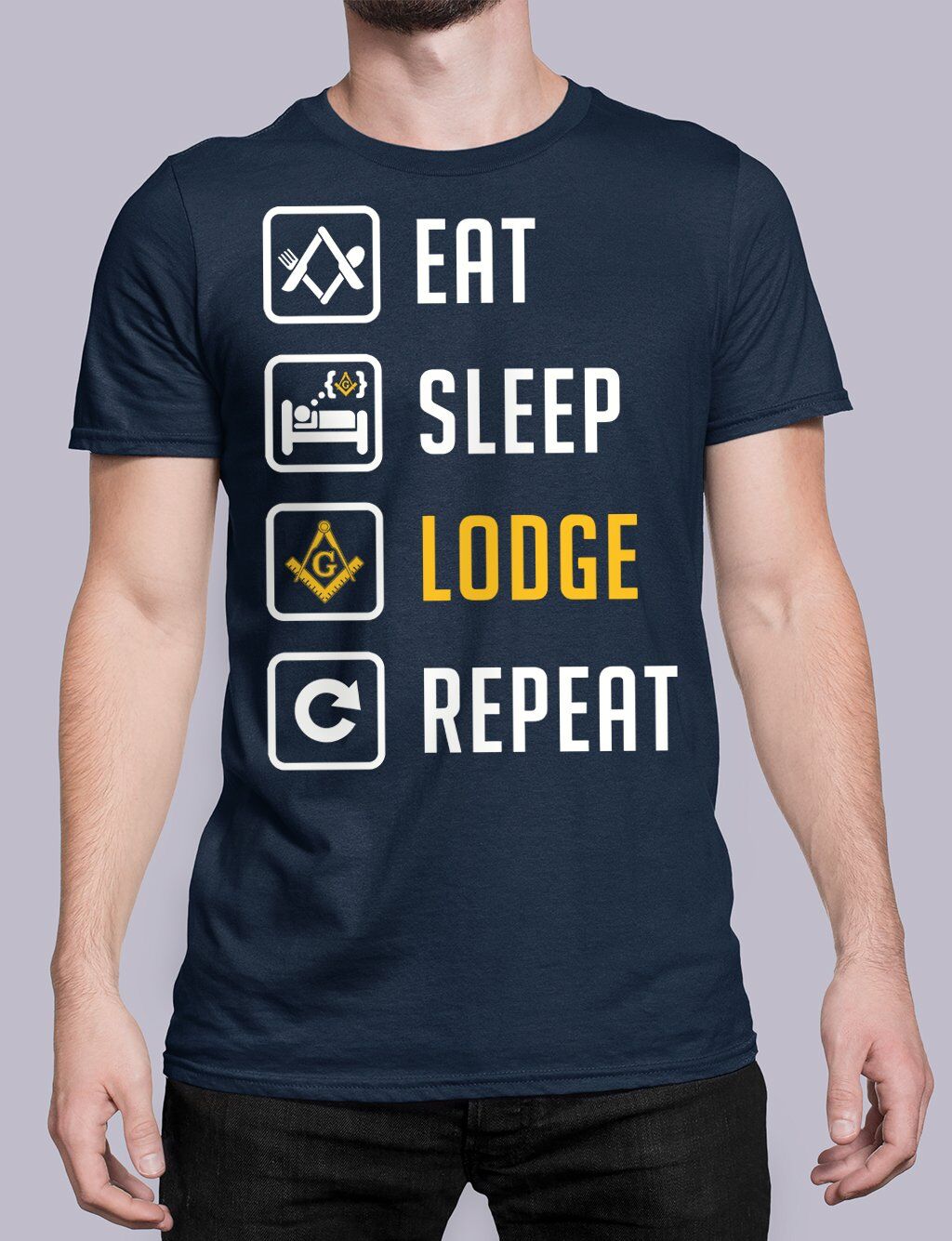 Eat Sleep Lodge Repeat Masonic T-Shirt - Image 2
