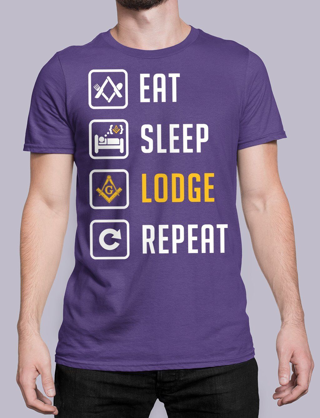 Eat Sleep Lodge Repeat Masonic T-Shirt - Image 3