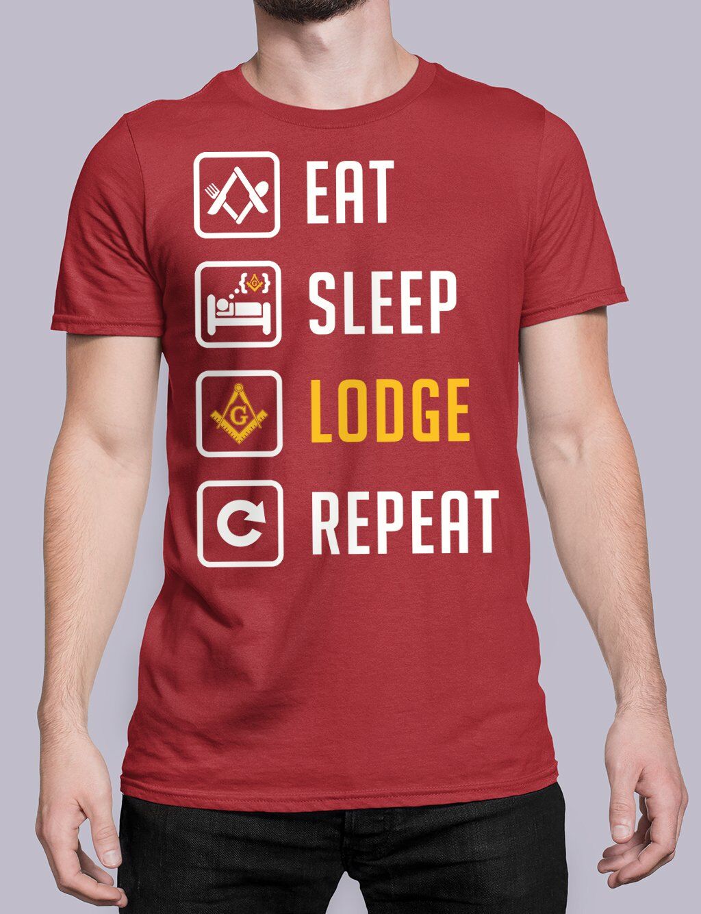 Eat Sleep Lodge Repeat Masonic T-Shirt - Image 4