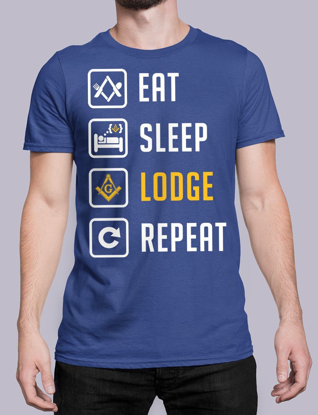 Eat Sleep Lodge Repeat Masonic T-Shirt - Image 5
