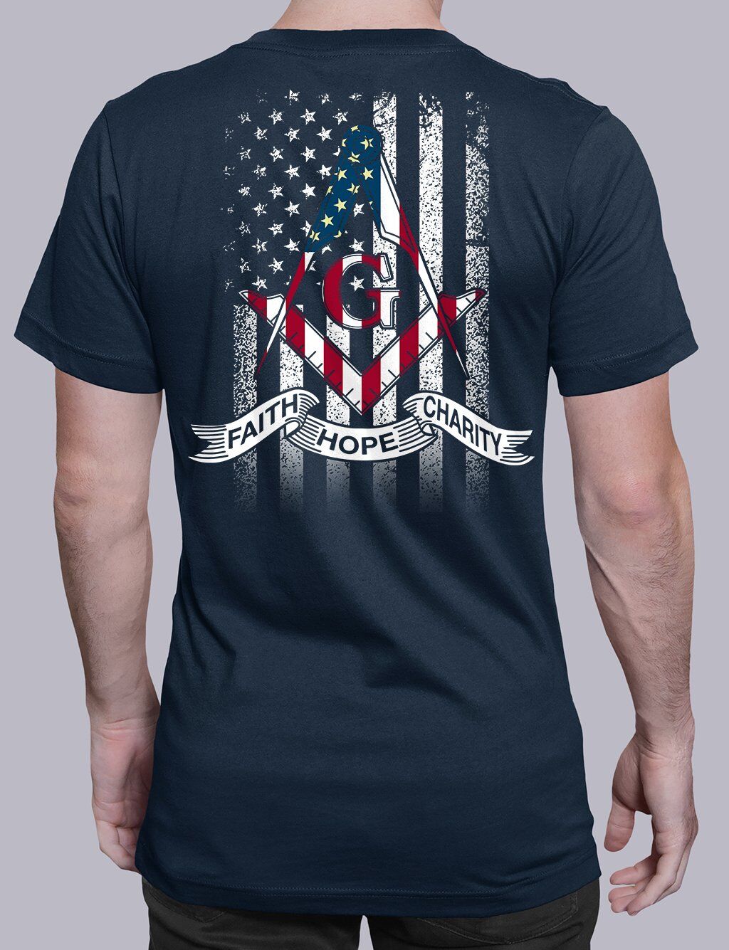 Faith Hope Charity American Flag T-Shirt - Image 2