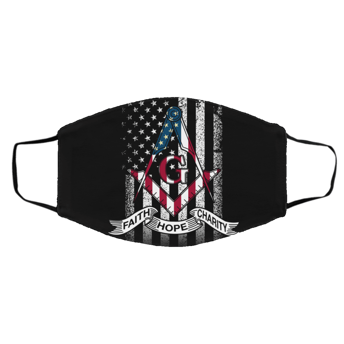 American Flag Faith Hope Charity Masonic Face Mask