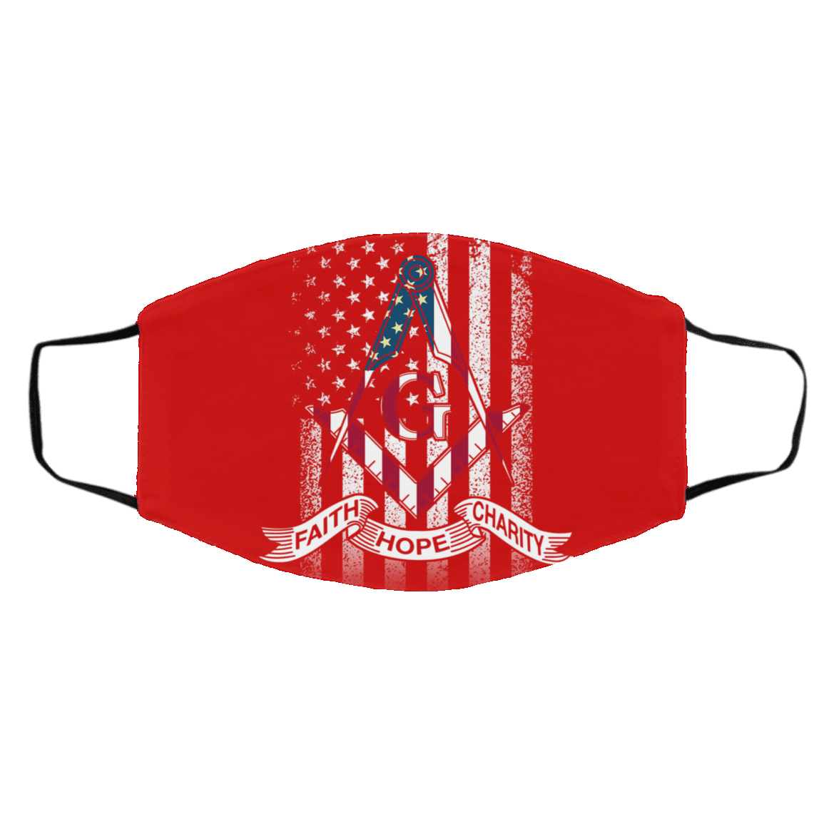 American Flag Faith Hope Charity Masonic Face Mask - Image 4