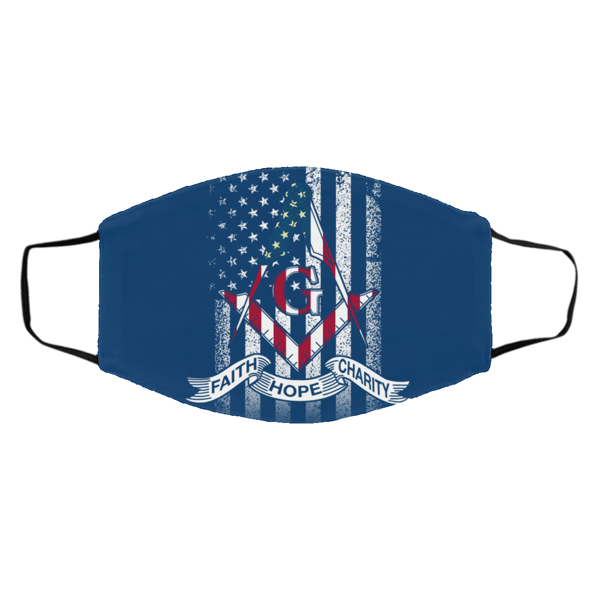 American Flag Faith Hope Charity Masonic Face Mask - Image 3