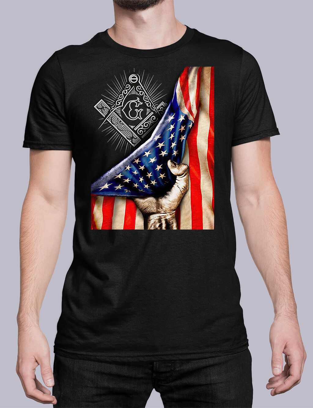 Masonic American Flag T-Shirt Front