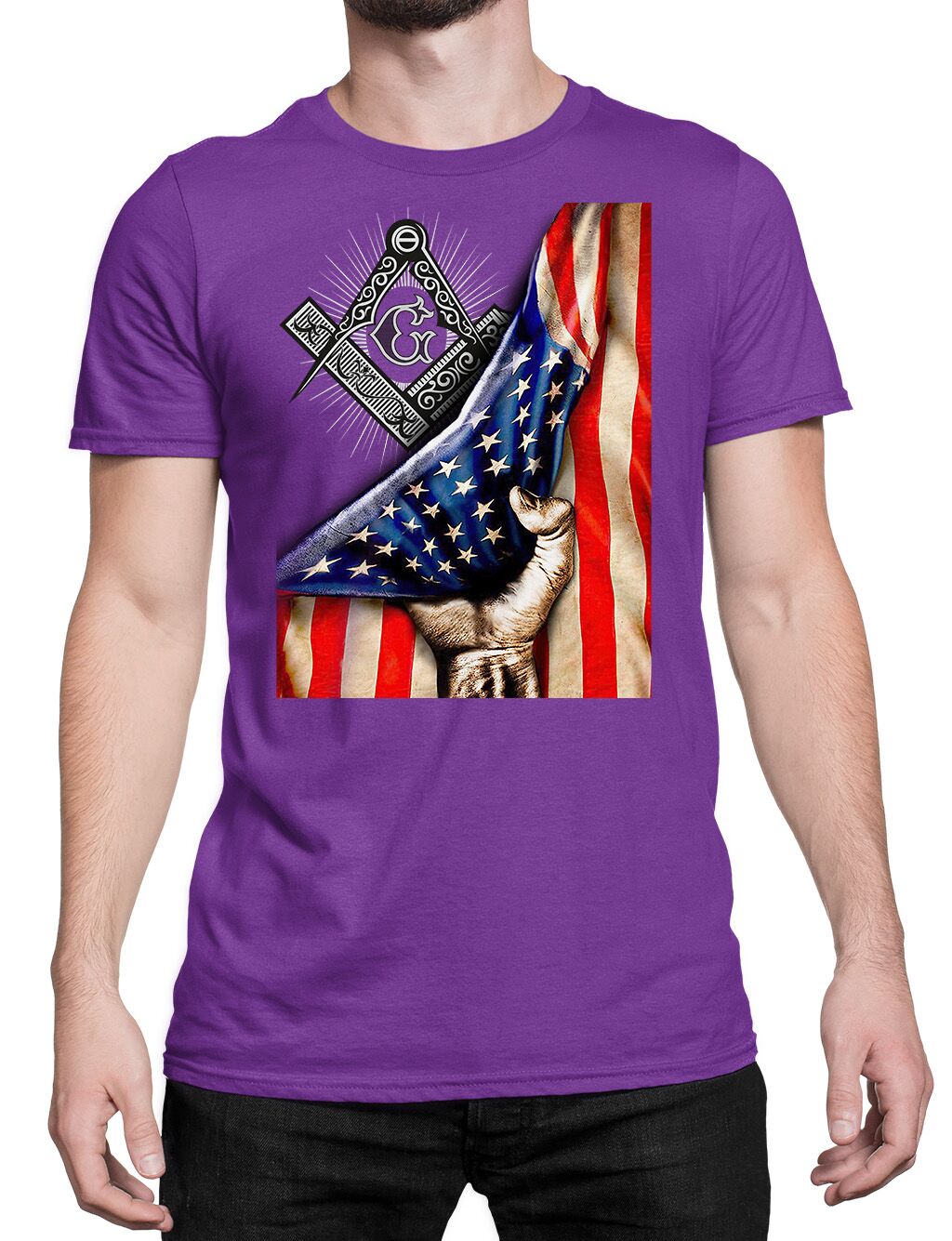 Masonic American Flag T-Shirt Front - Image 5