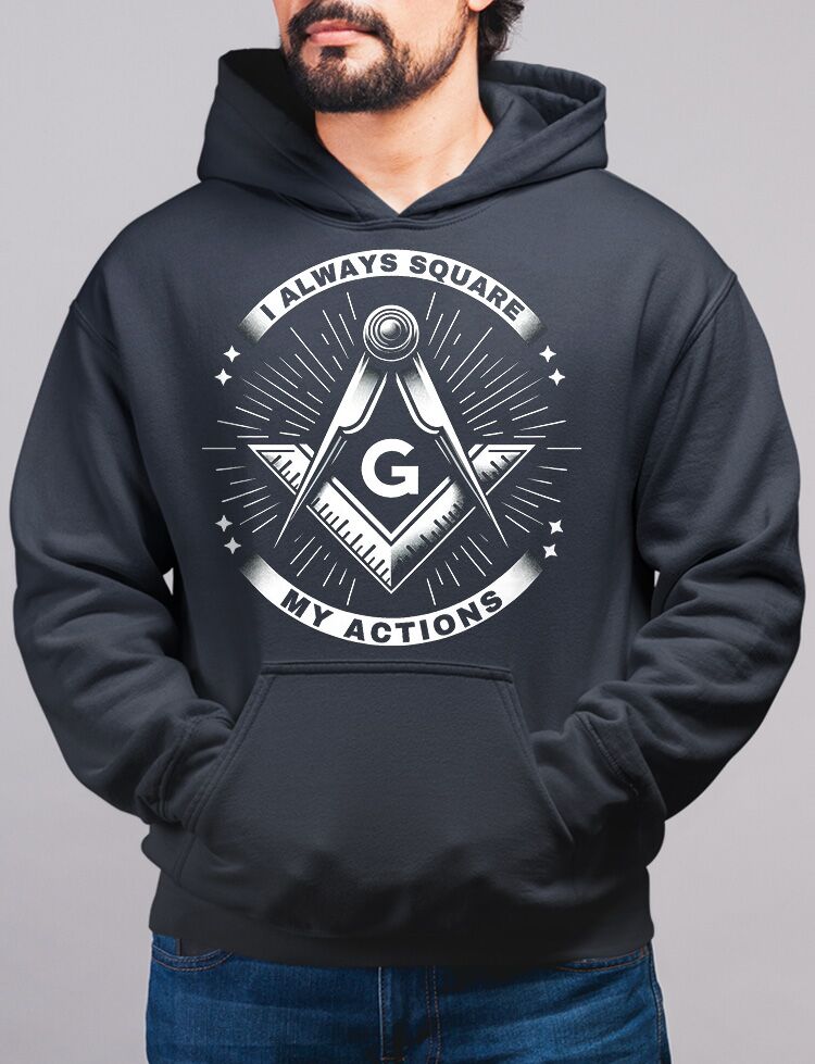 I Always Square My Actions Masonic Hoodie - Image 2