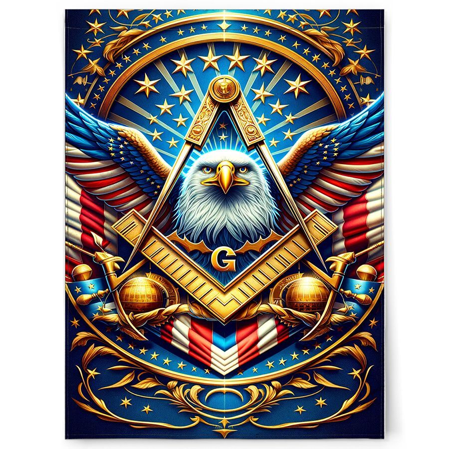American Eagle, Square and Compass Freemason Flag - Image 3
