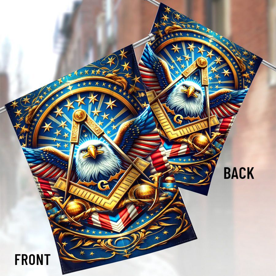American Eagle, Square and Compass Freemason Flag - Image 2