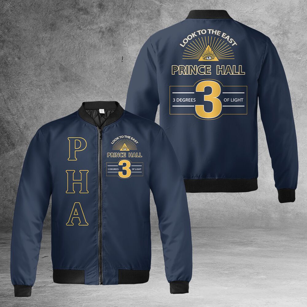 PHA Look To The East Masonic Quilt Bomber Jacket - Image 2