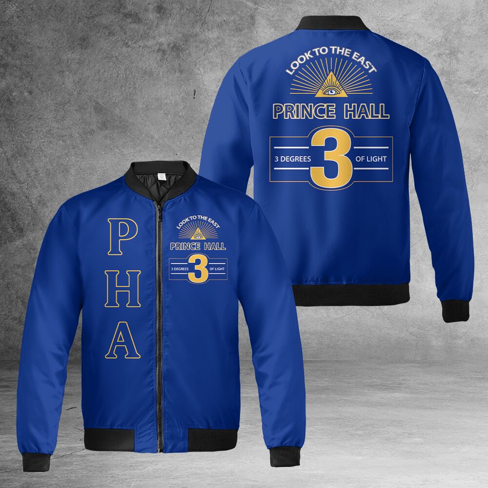 PHA Look To The East Masonic Quilt Bomber Jacket - Image 4